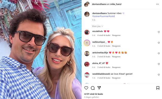 Het koppel plaatst foto's van hun vakantie.